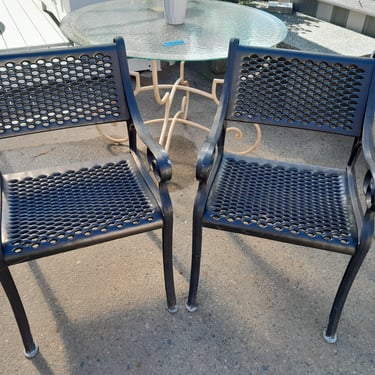 Set of Two Black Cast Iron Commercial Patio Chairs