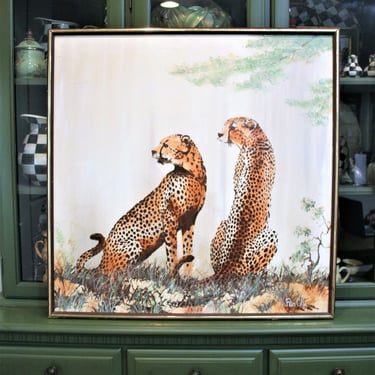 1970's - Mid Century Painting - Peter Colby - Oil on Canvas - Big Cats 