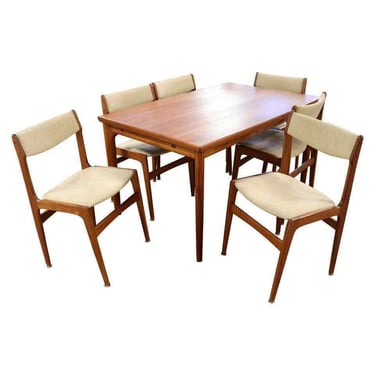 Mid Century Modern Grete Jalk Danish Teak Extendable Dining Table & 6 Chairs 