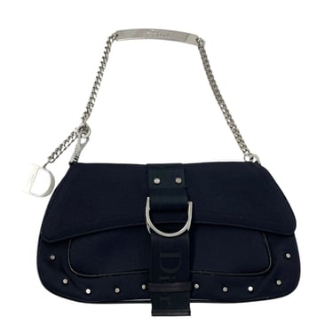 Dior Navy Canvas Studded Chain Mini Bag