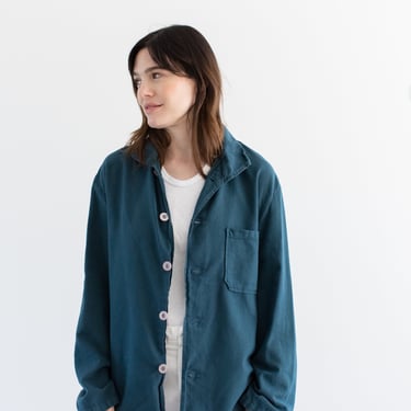 The Illustrator Shirt in Teal Green | Vintage Flannel Shirt Jacket | Pajama Pyjama Blouse | M L | 