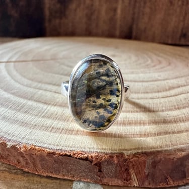 OVAL LABRADORITE Sterling Silver Ring | Handcrafted in India | Protection, Transformation, Creativity | Size 7 