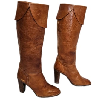 F.Ill. Nebuloni Italian 1970s/80s Knee High Tan Leather Boots 4