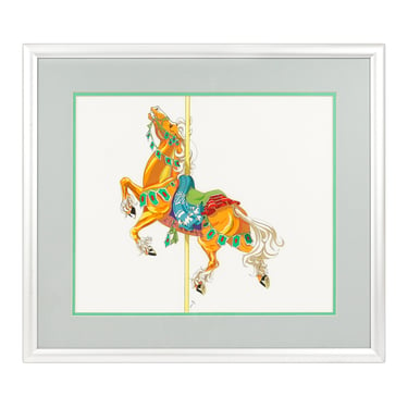 Nancy H. Strailey Carousel Horse Mixed Media Painting 