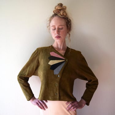 1930s 1940s vintage suede leather jacket . size small to medium 