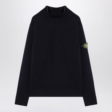 Stone Island Navy Blue Wool-Blend Turtleneck Sweater Men