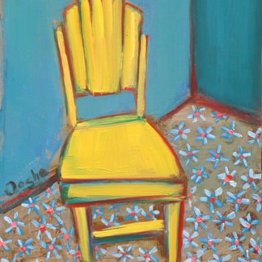 Yellow Chair-Giclee-Fine Art Reproduction Print-Archival-Mid century-Abstract-Retro-1950’s Style-Modern-Original Art- 