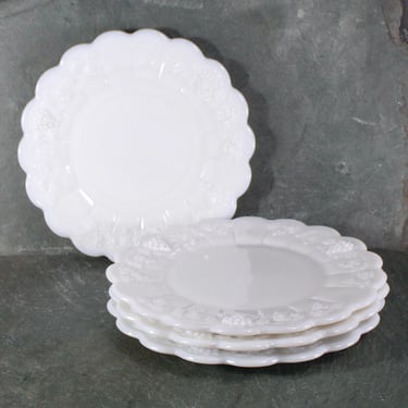 Set of 4 Westmoreland Paneled Grape Milk Glass Dessert Plates | 8 1/2