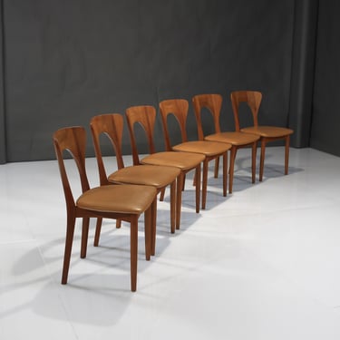 Niels Kofoed Peter Chairs in Teak and Leather - Set of 6 