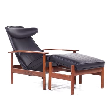 Sven Ivar Dysthe for Dokka Möbler Mid Century Norwegian Teak Reclining Lounge Chair and Ottoman - mcm 