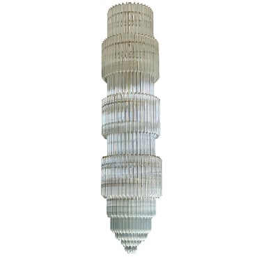 Custom Long Tiered Murano Chandelier with Star Shaped Cylinder Glass