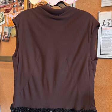 1970s Brown Beaded Blouse