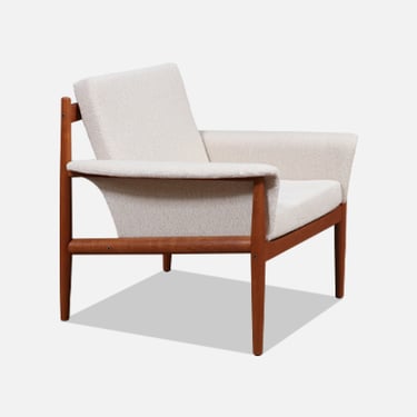 Grete Jalk Teak & Tweed Lounge Chair for France & S\u00f8n