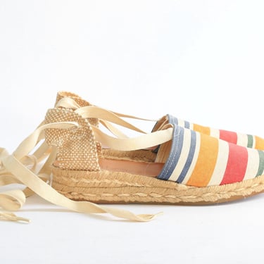 Vintage striped Spanish Espriella lace up shoes Sz 7 1/2 