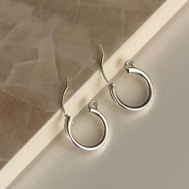 Mini hoop earrings, silver