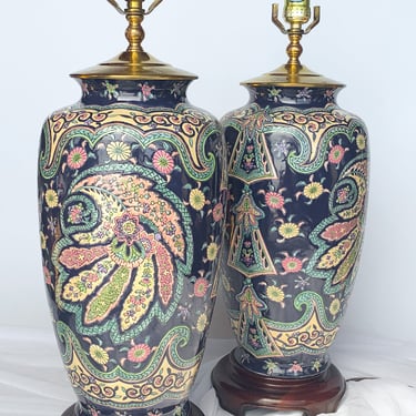 Vintage Large Chinoiserie Lamps