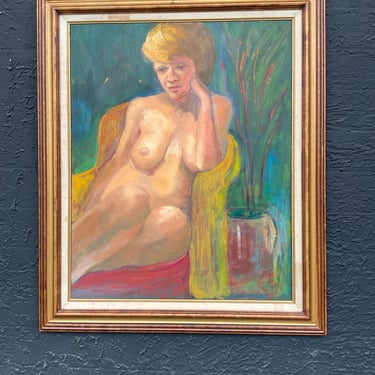 Pensive Nude Original Framed Painting