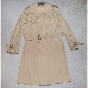 Vintage Mens Classic Trench Coat Beige RainCoat Tailored Trench Jacket Size 44L 