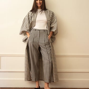 1980s Plaid Cotton Slouchy Trousers 