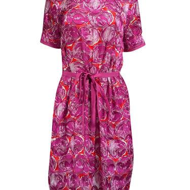 Tory Burch - Fuchsia w/ Cream Print Silk Chiffon Dress Sz 10