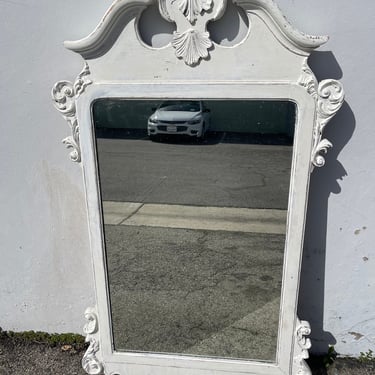 Antique Wall Mirror Vanity White Shabby Chic Decor BathroomMakeup  Bedroom Hollywood Regency French Provincial CUSTOM PAINT AVAIL 