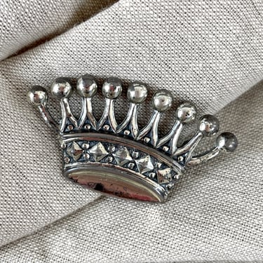 Sterling silver 9 point crown brooch - 1950s vintage 