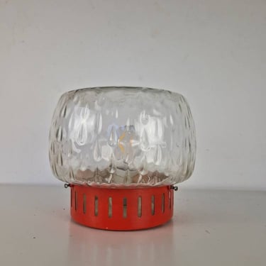 XXL Vintage Clear Glass Ceiling Light / Mid Century Modern Sconce / Flush Mount  Wall Lamp / Hand Blown Glass / Yugoslavia / 1970s 