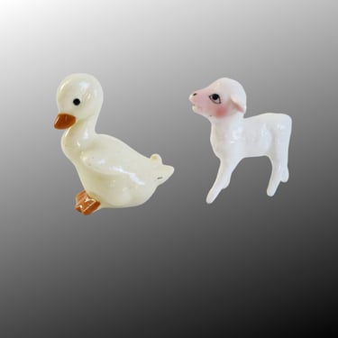 Vintage Mini Duck and Lamb Figurines Imperfect 