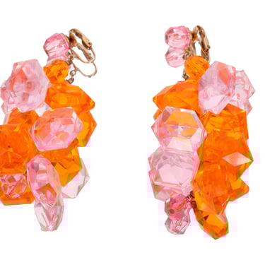 1960s Faceted Dangle Clip-Ons
