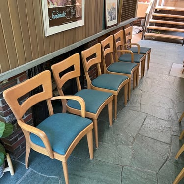 Set of 6 Heywood Wakefield Dogbone Chairs - Restored Champaign Finish 