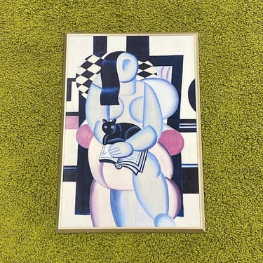 Vintage Fernand Leger Print 1990s Retro Size 36x25 Woman with a Cat + MOMA Exhibit + Cubism Art + School of Paris + Home and Wall Decor 