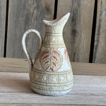 Italian Ceramic Pitcher | Small Pitcher | Made in Italy | Leaf Decor | Italian Pottery |  Mid Century Modern | Fratelli Franciullacci 