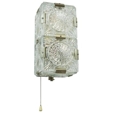 Midcentury Pressed Glass Sconce, Wall Light 