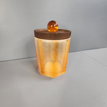 Mid Century Orange Lucite Ice Bucket 