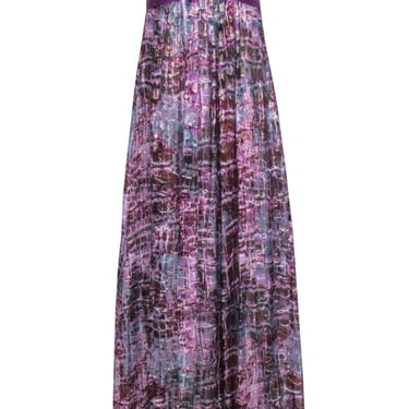 BCBG Max Azaria -  Purple &amp; Blue Metallic Print Sleeveless Formal Dress Sz 6