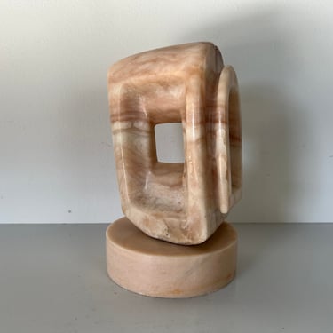 80's Modernist Abstract Geometric Exotic Marble Sculpture 