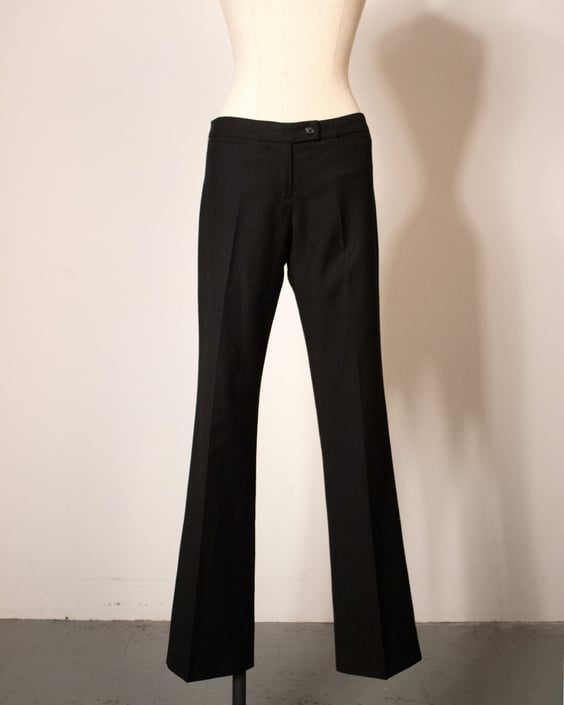 Alexander McQueen black wool ultra low-rise trousers 
