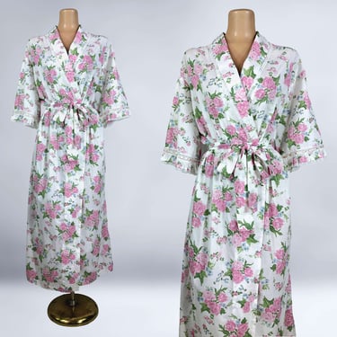 VINTAGE 2000s Y2K Laura Ashley Cotton Robe Sz Large | 00s Cottage Floral Dressing Gown House Dress | VFG 