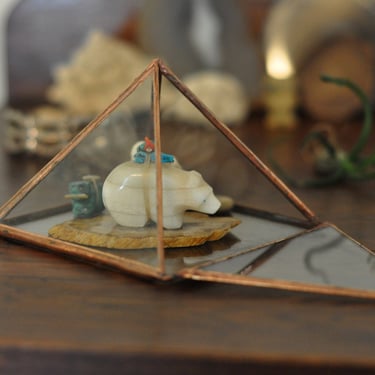 Pyramid Display Box - large glass pyramid - jewelry box - hinged - silver or copper - eco friendly 