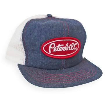 vintage trucker hat / Peterbilt hat / 1990s Peterbilt denim trucker hat snapback 