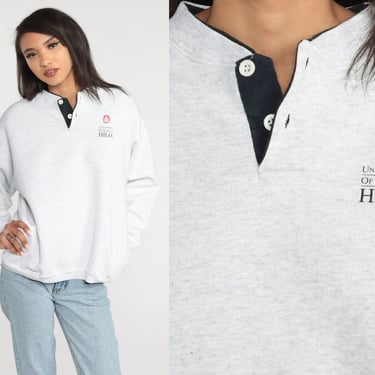 University of Hawaii Sweatshirt 90s UH Hilo Shirt Retro Henley Sweatshirt College Long Sleeve Button Up 1990s Vintage Jerzees Extra Large XL 