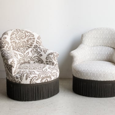 Eclectic Pair of Block Print Crapaud Chairs | Colette & Viviane