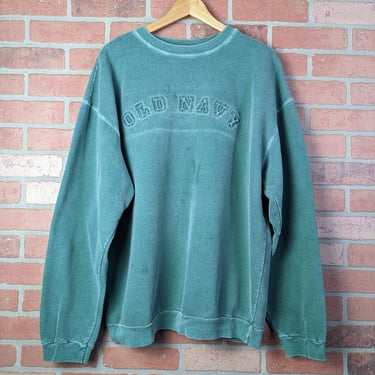 Vintage 90s Made in USA Embossed Old Navy Logo ORIGINAL Crewneck Sweatshirt - Extra Large 