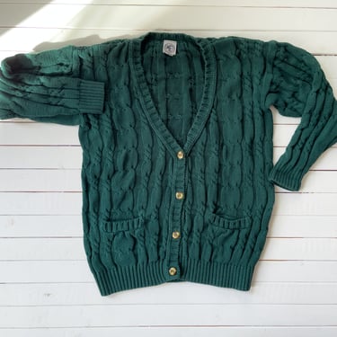 dark green sweater 80s 90s vintage forest green cable knit dark academia cardigan 
