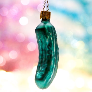 VINTAGE: Glass Pickle Ornament - Blown Glass Ornament - Good Luck Ornament - SKU 