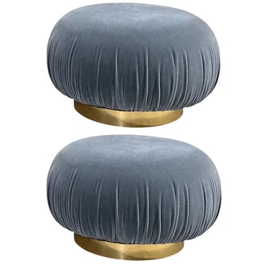 Adrian Pearsall Swivel Pouf Ottomans w/Brass Bases, 1980