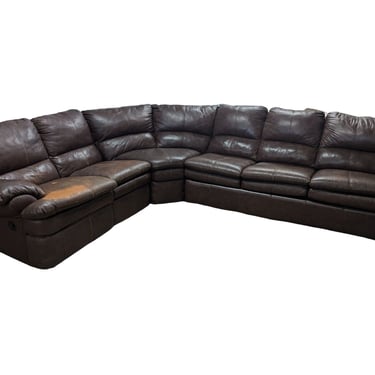 Brown Sectional Recliner Sofa w/ Hide-a-Bed