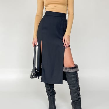 Black Fine Weave Pencil Skirt (S)