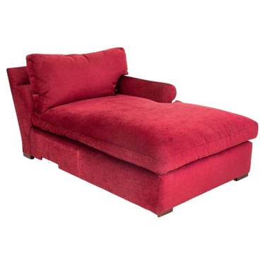 Red Chenille Upholstered Chaise Lounge