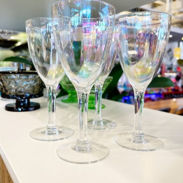 Vintage Tiffin Iridescent Champagne Flutes Glass Set